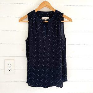 Loft Navy Blue Star Dotted Keyhole Shell